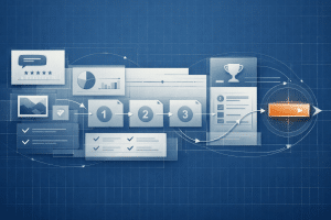 Abstract blueprint-style illustration about clear service pages and confident decision-making